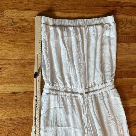 White Strapless Maxi Jumpsuit With Elastic Waist & Tie Belt Size M - Picture 5 of 11